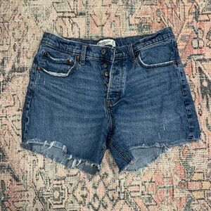 Abercrombie & Fitch Blue High Waist Denim Shorts
